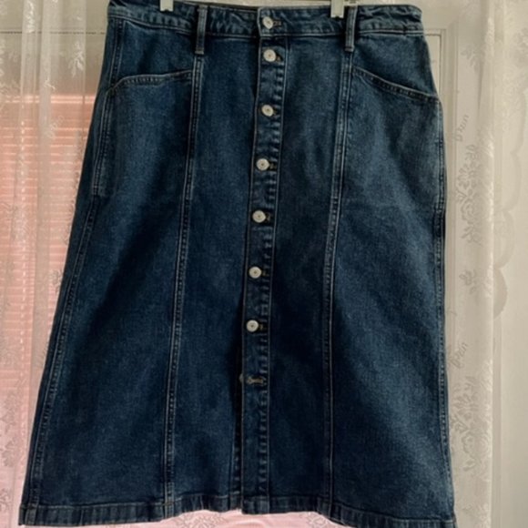 Old Navy Dark Blue Button-Down Midi Skirt - Picture 1 of 4